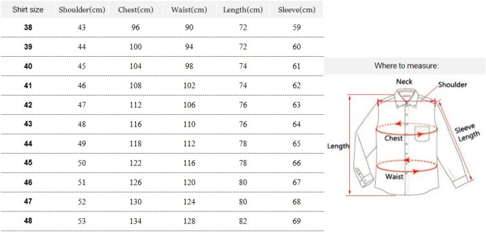 Men dress shirt sizing