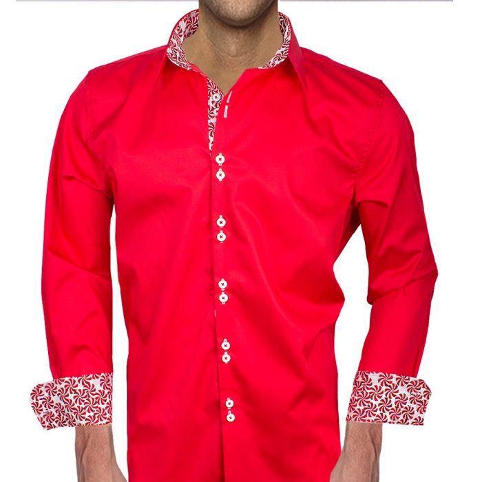 Mens red long sleeve dress shirt