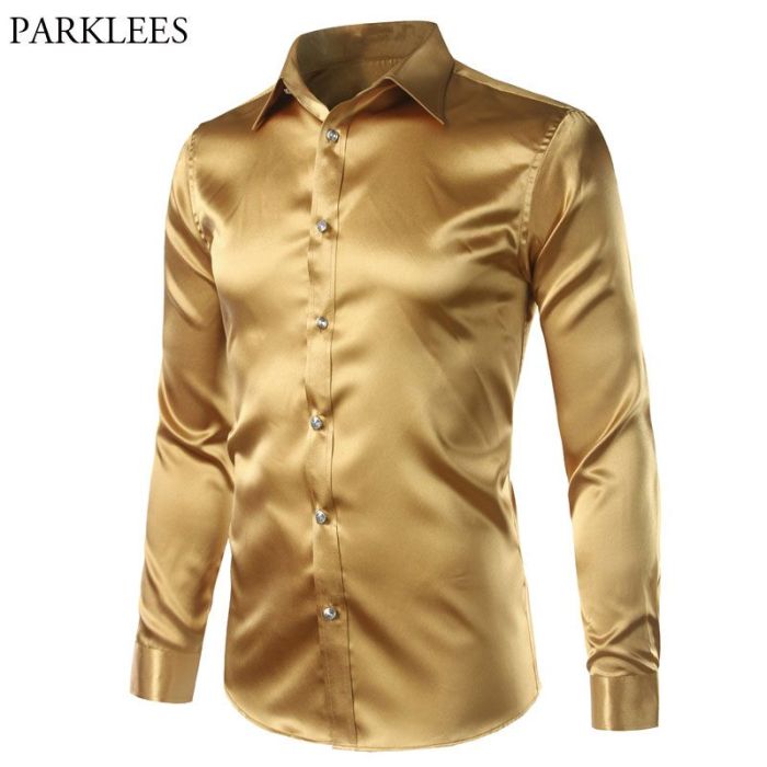 Gold dress shirt mens