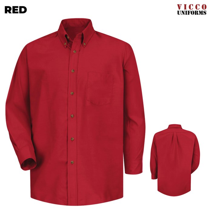 Mens red long sleeve dress shirt